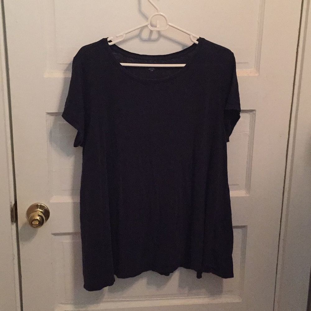 Eileen Fisher navy short sleeve shirt